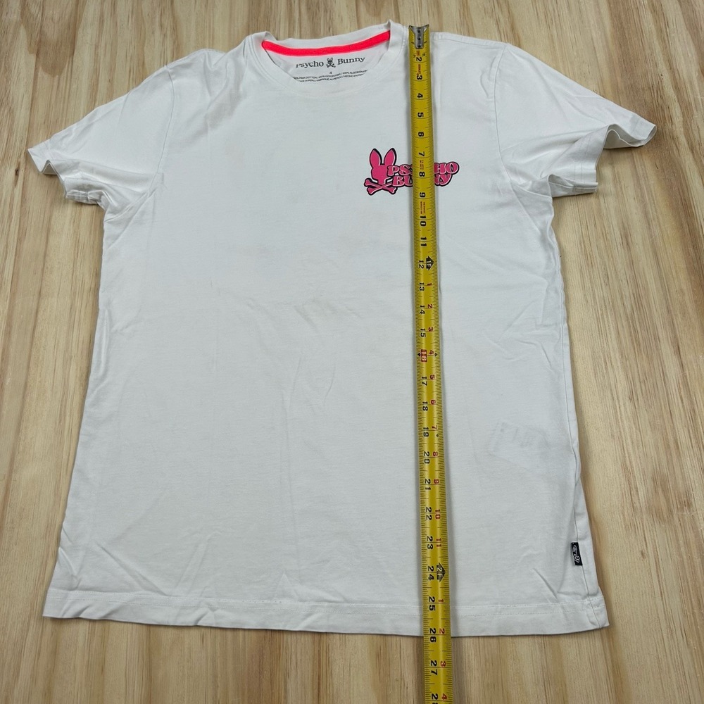 Psycho Bunny Women's White Beach Short Sleeve Graphic T-Shirt Size 4 Small - Picture 6 of 8